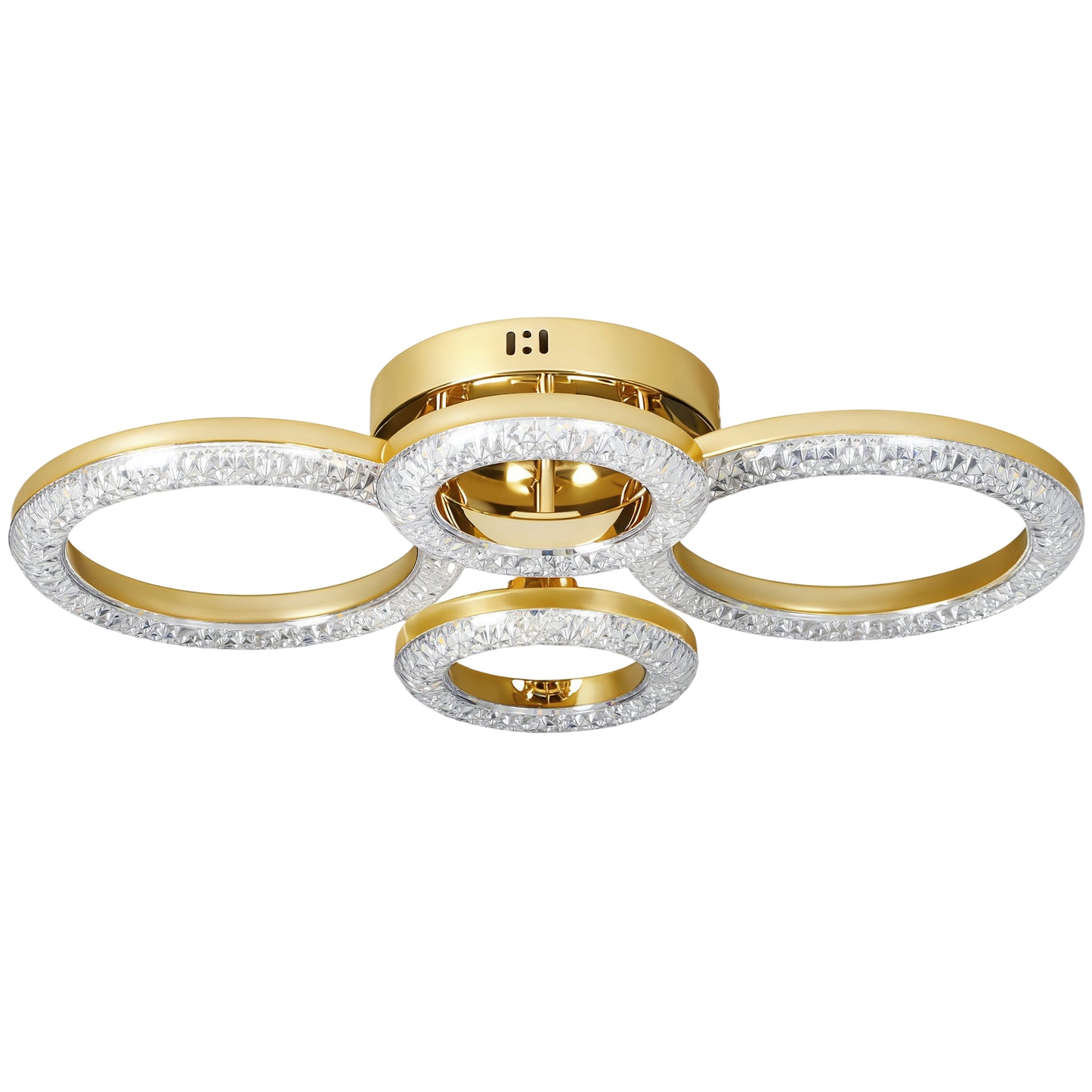 HOMCOM LED Ceiling Light, Modern Dimmable 4 Rings Ceiling Lamp with Wall Switch, 40W 4350lm Flush Mount Ceiling Light with 3500K/4500K/6000K Colour Temperatures for Living Room, Bedroom, Gold Tone