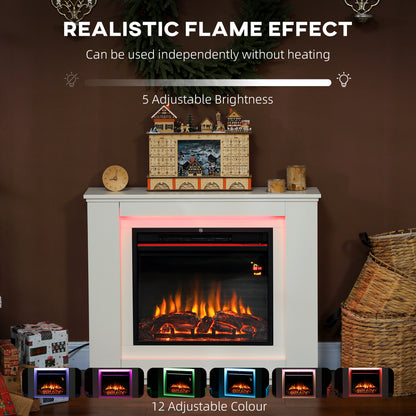 HOMCOM 2000W 6824 BTU Faux Flame Fireplace - White