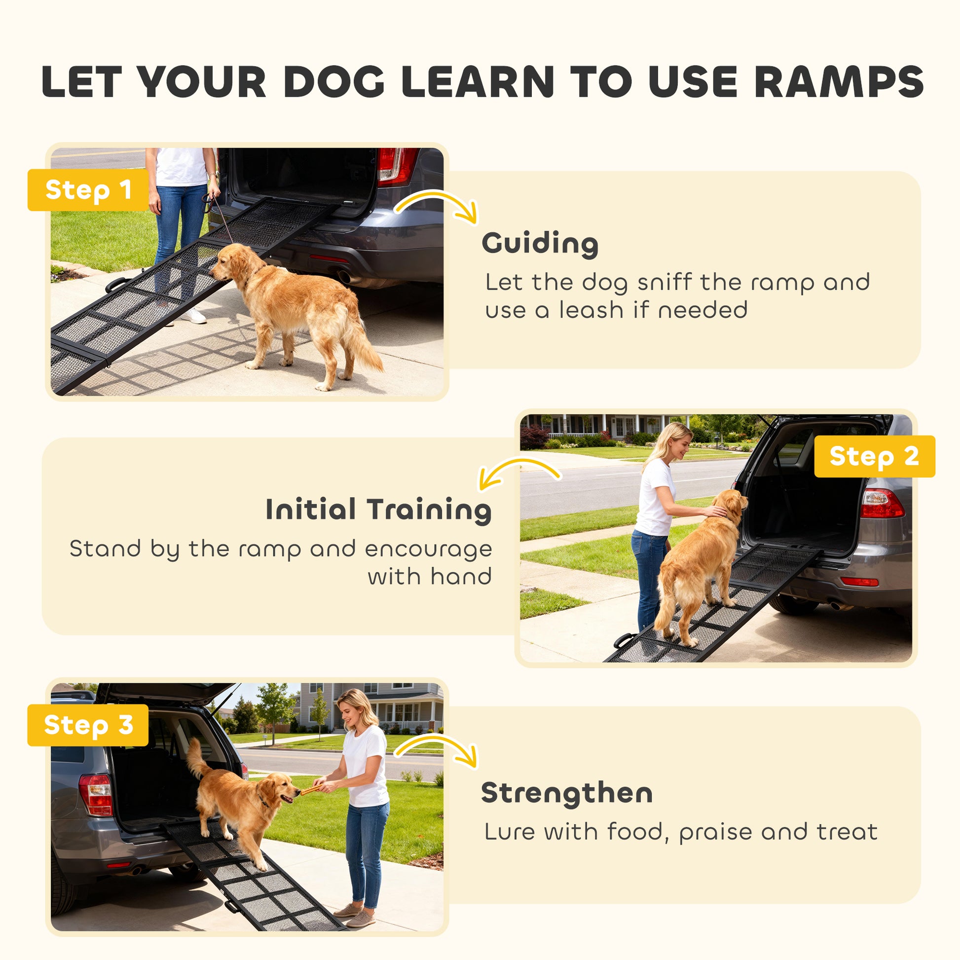 PawHut 191 x 50cm Dog Ramp for Car, Extra Long Pet Stairs with Non-Slip Surface, for Large Dogs, Black--ChewyGames-ChewyGames