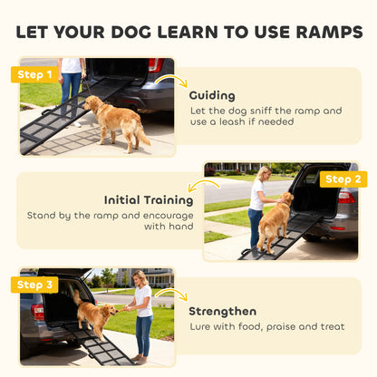 PawHut 191 x 50cm Dog Ramp for Car, Extra Long Pet Stairs with Non-Slip Surface, for Large Dogs, Black--ChewyGames-ChewyGames