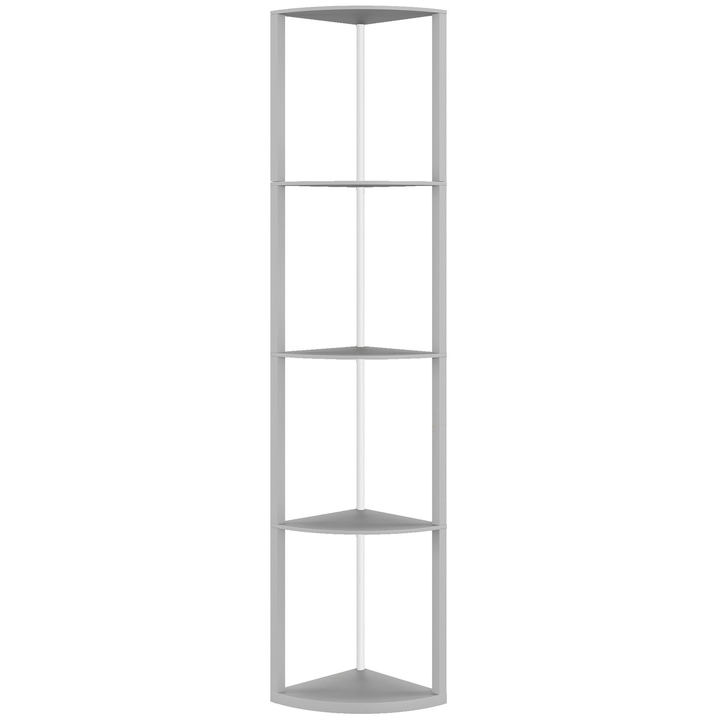 HOMCOM RGB LED Floor Lamp with Shelves, 5-Tier Dimmable Standing Lamp with Adjustable Brightness and Remote Control, Modern Corner Display Shelf Unit for Living Room Bedroom Office, Grey