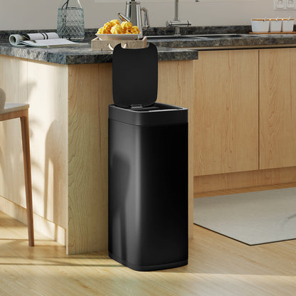 HOMCOM 50L Sensor Bin, Automatic Kitchen Bin, Manual Override, Battery Operated, Inner-Bucket-Free, for Kitchen, Bedroom, Black