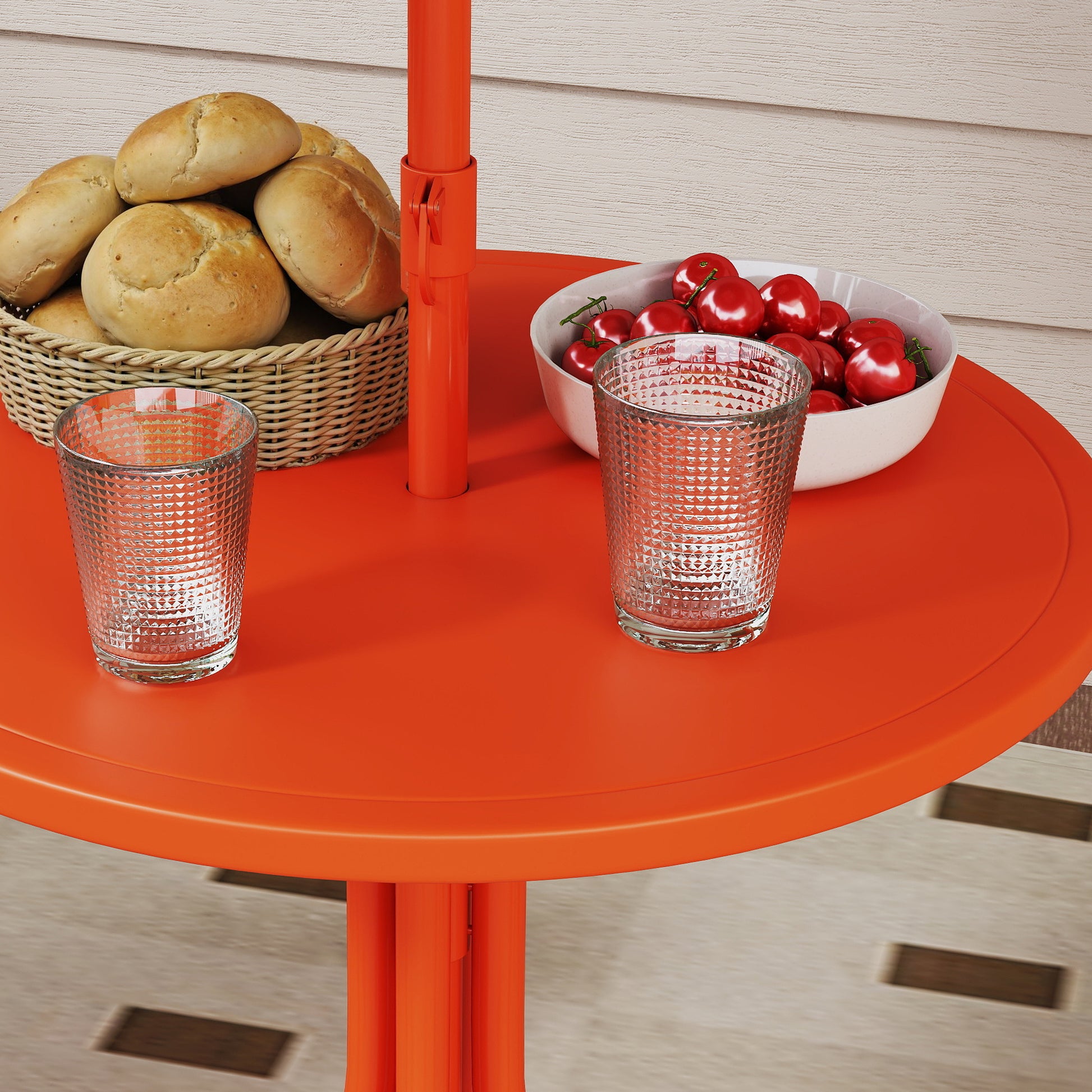 AIYAPLAY Kids Patio Set, Children Table and Chair Set, Outdoor Picnic Table with 2 Folding Chairs and Umbrella, Orange--ChewyGames-ChewyGames