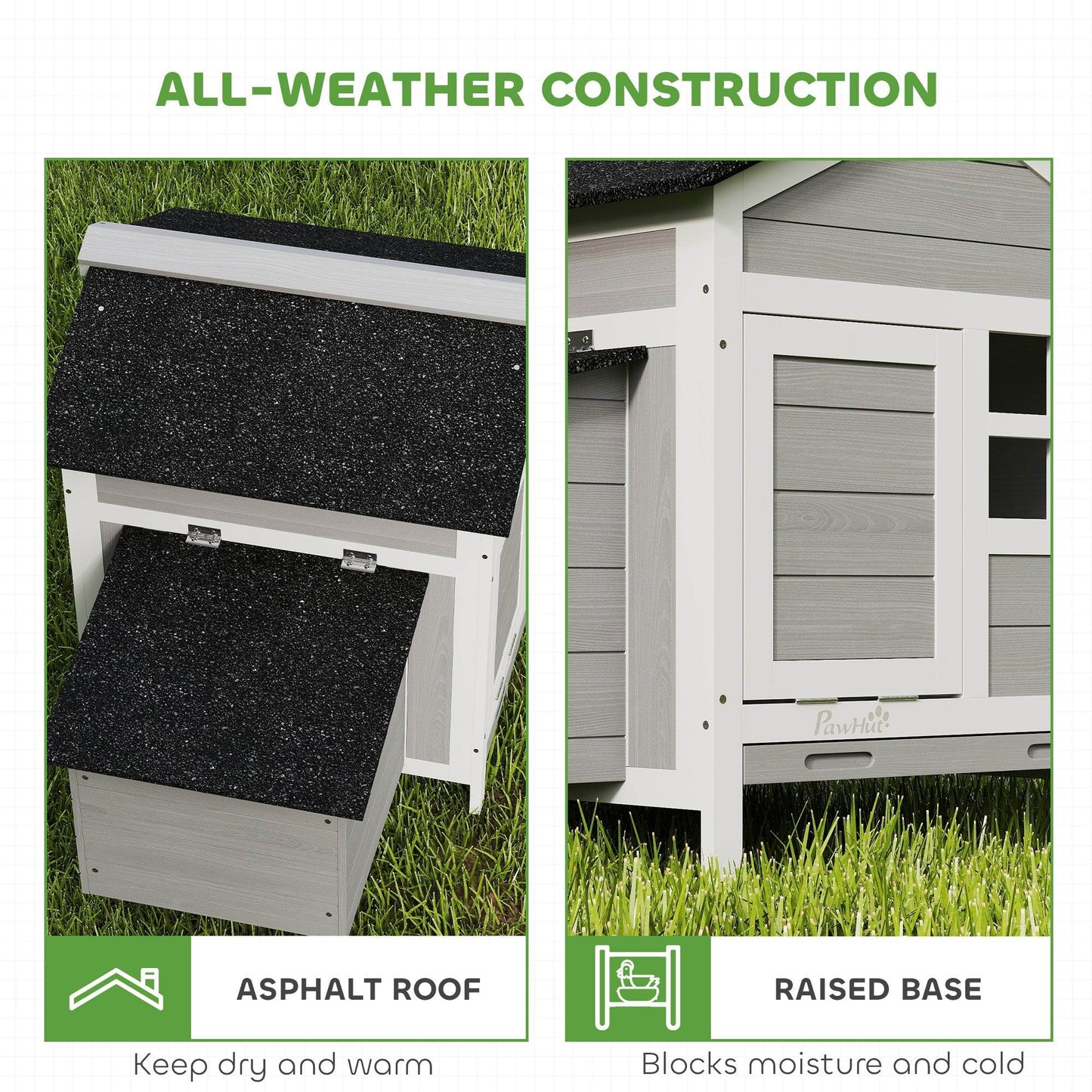 PawHut Wooden Chicken Coop with Pull-Out Tray Nesting Box for 1-2 Chickens