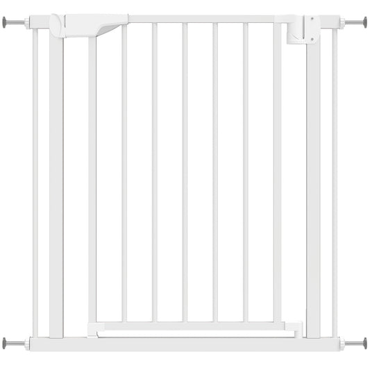 PawHut Baby Gate, Pet Safety Gate Pressure Fit, 76-82cm Wide with Two-Way Open, One-Hand Opening