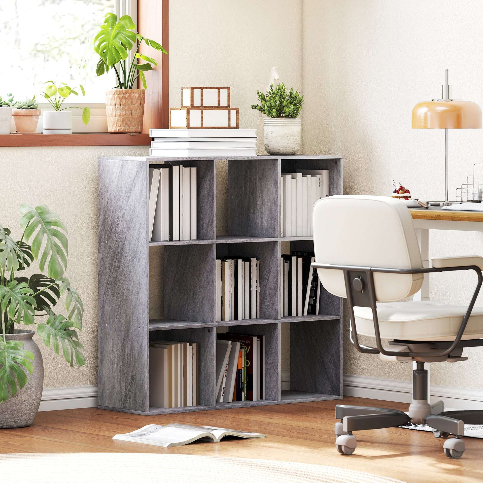 HOMCOM Nine-Cube Storage Shelf - Marble Grey