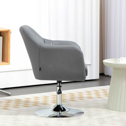 HOMCOM Swivel Accent Chair, Linen Fabric Tub Vanity Chair, Modern Armchair with Adjustable Height and Lumbar Support for Living Room Bedroom Salon Make up Room Dressing Table, Dark Grey