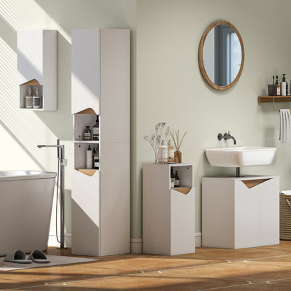 HOMCOM Tall Slim Bathroom Cabinet with 2 Doors, 2 Shelves - White
