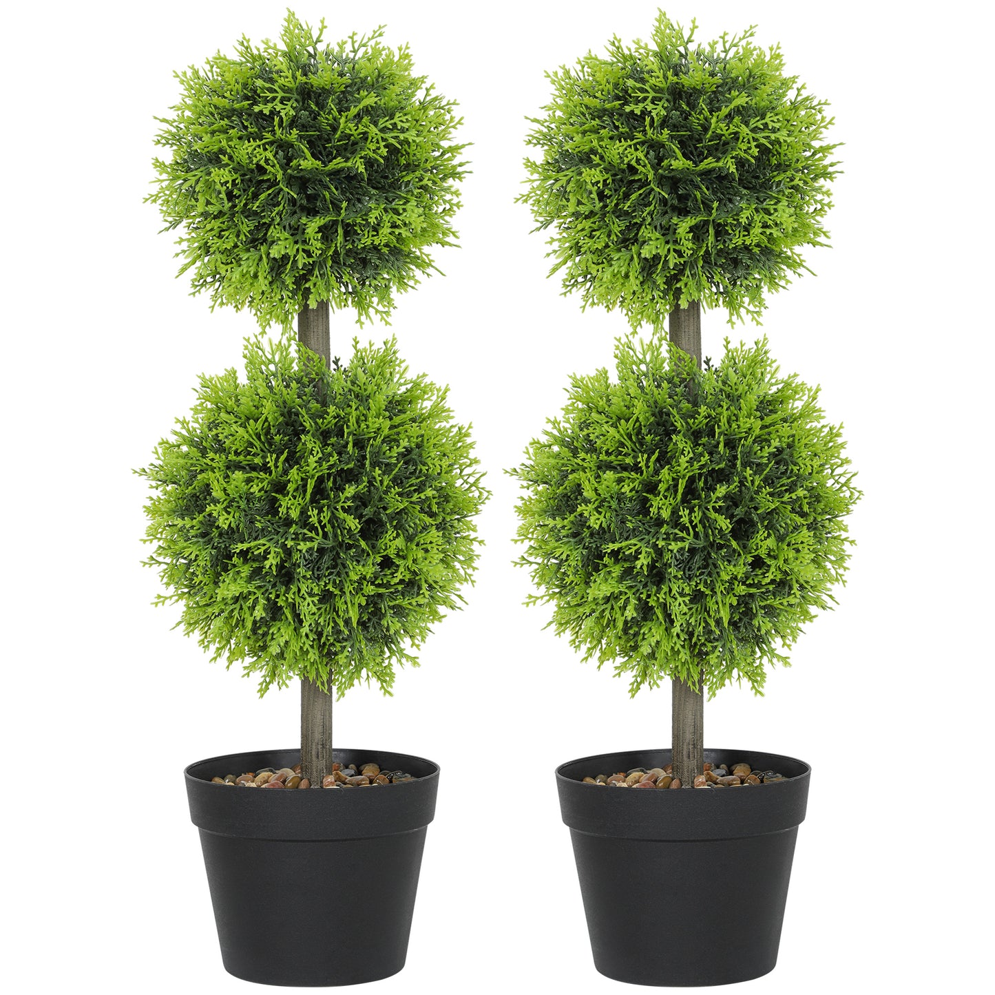 HOMCOM Set of 2 Decorative Artificial Trees, Topiary Ball-shaped Boxwood Trees in Pot, Fake Plants for Home Indoor outdoor Decor, 60cm, 2 Tree Balls--ChewyGames-ChewyGames
