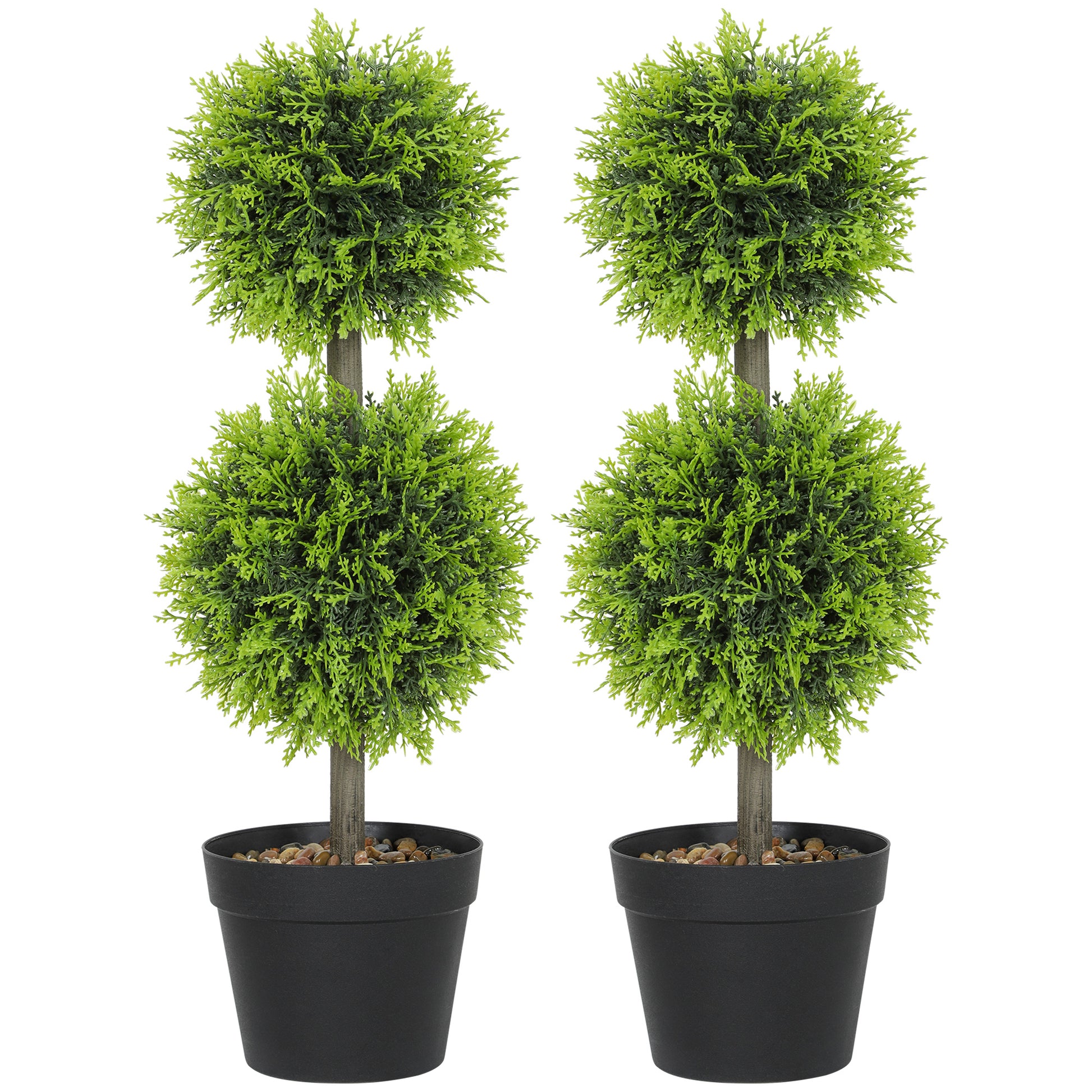 HOMCOM Set of 2 Decorative Artificial Trees, Topiary Ball-shaped Boxwood Trees in Pot, Fake Plants for Home Indoor outdoor Decor, 60cm, 2 Tree Balls--ChewyGames-ChewyGames