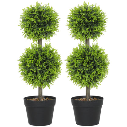 HOMCOM Set of 2 Decorative Artificial Trees, Topiary Ball-shaped Boxwood Trees in Pot, Fake Plants for Home Indoor outdoor Decor, 60cm, 2 Tree Balls--ChewyGames-ChewyGames