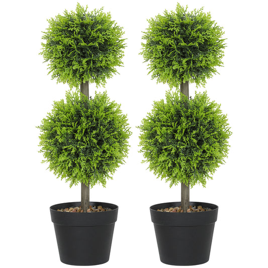 HOMCOM Set of 2 Decorative Artificial Trees, Topiary Ball-shaped Boxwood Trees in Pot, Fake Plants for Home Indoor outdoor Decor, 60cm, 2 Tree Balls--ChewyGames-ChewyGames