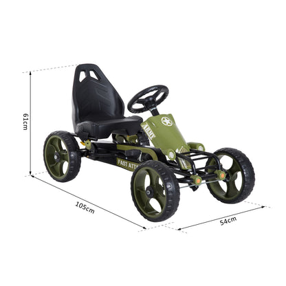 HOMCOM Pedal Go Kart, Kids Ride On Racer with EVA Tyres, Manual Clutch, Braking, Adjustable Seat for Age 3-6 Years, Green