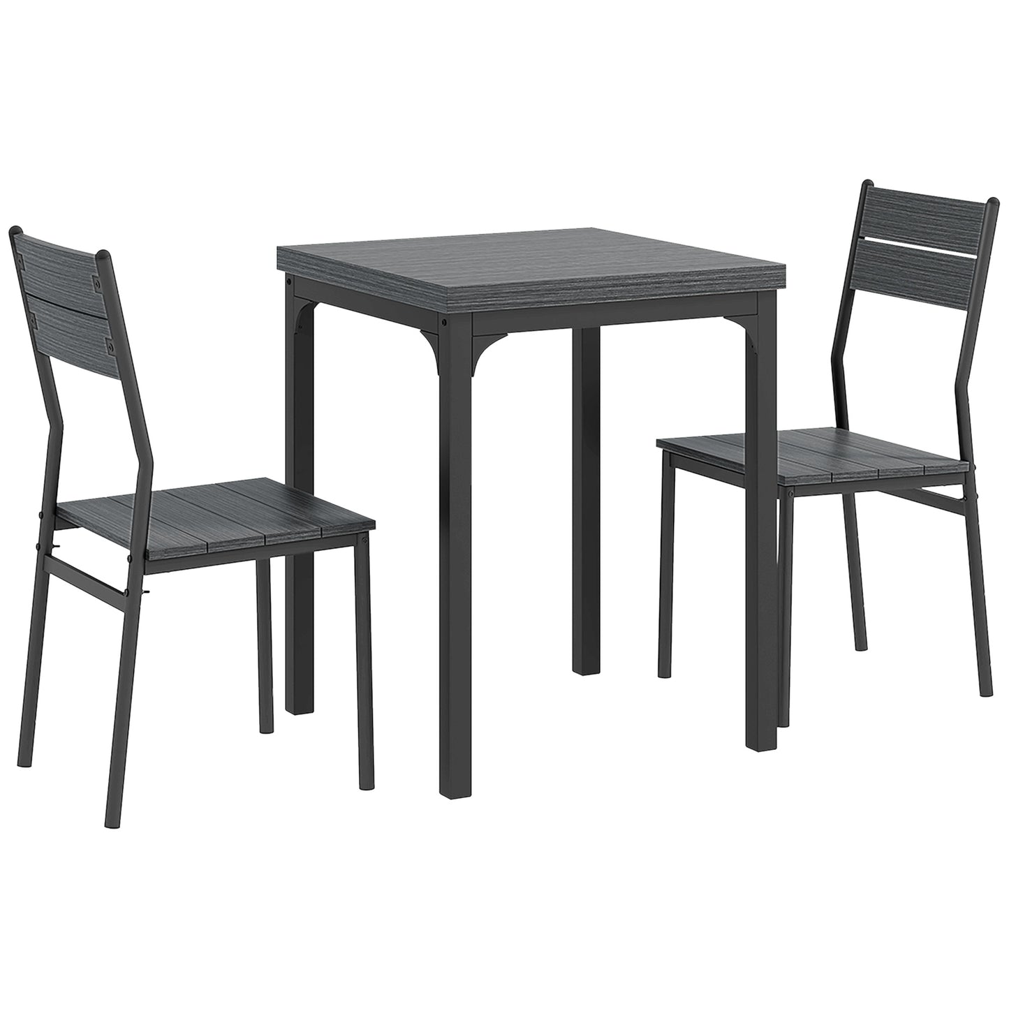 HOMCOM Three-Piece Minimal and Compact Dining Set, Grey Wood Effect