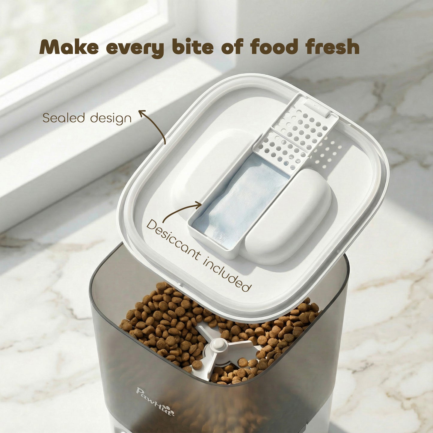 PawHut Programmable Automatic Cat Feeder with Timer Up to 6 Meals Per Day, 10s Voice Recorder, Portion Control