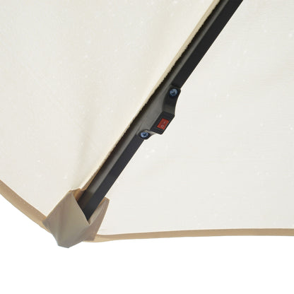 Outsunny Umbrella Parasol W/Solar Powered LED strips, Φ2.95x2.45H m-Cream