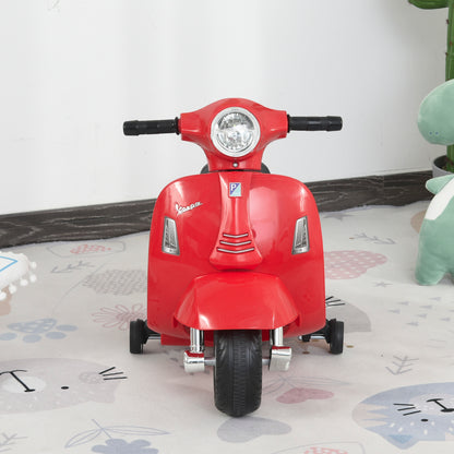 HOMCOM Vespa Licensed 6V Kids Electric Motorbike Ride On Motorcycle  Battery Powered for 18-36 Months with Horn Light Red