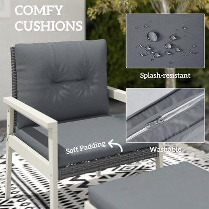 Outsunny Five-Piece Rattan Patio Set, with Wood-Top Table - Grey