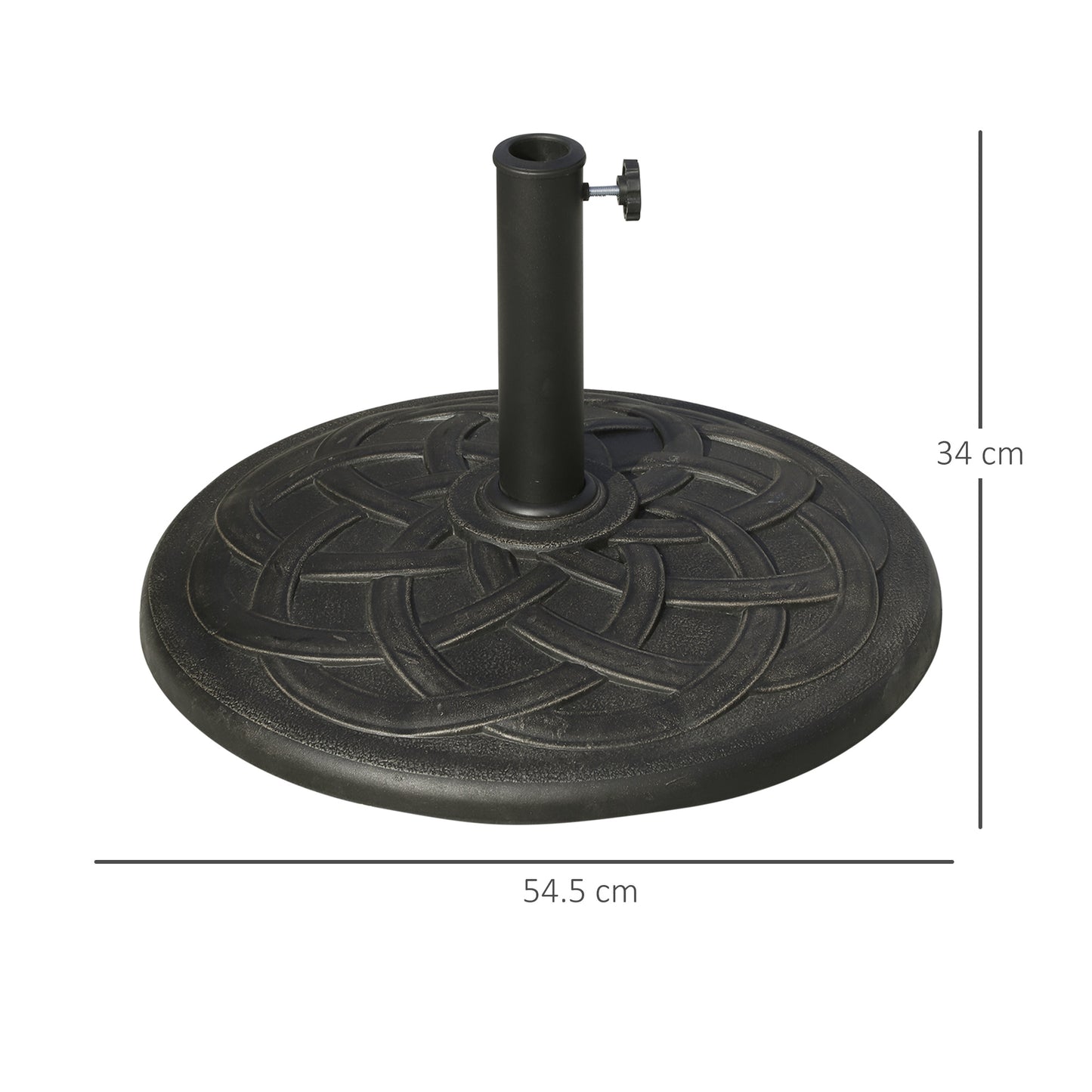 Outsunny 19KG Resin Umbrella Base Garden Parasol Base Stand Round Sun Shade Holder Suitable For Pole Between Φ38mm to Φ48mm-Outdoor Umbrella Bases-ChewyGames-ChewyGames
