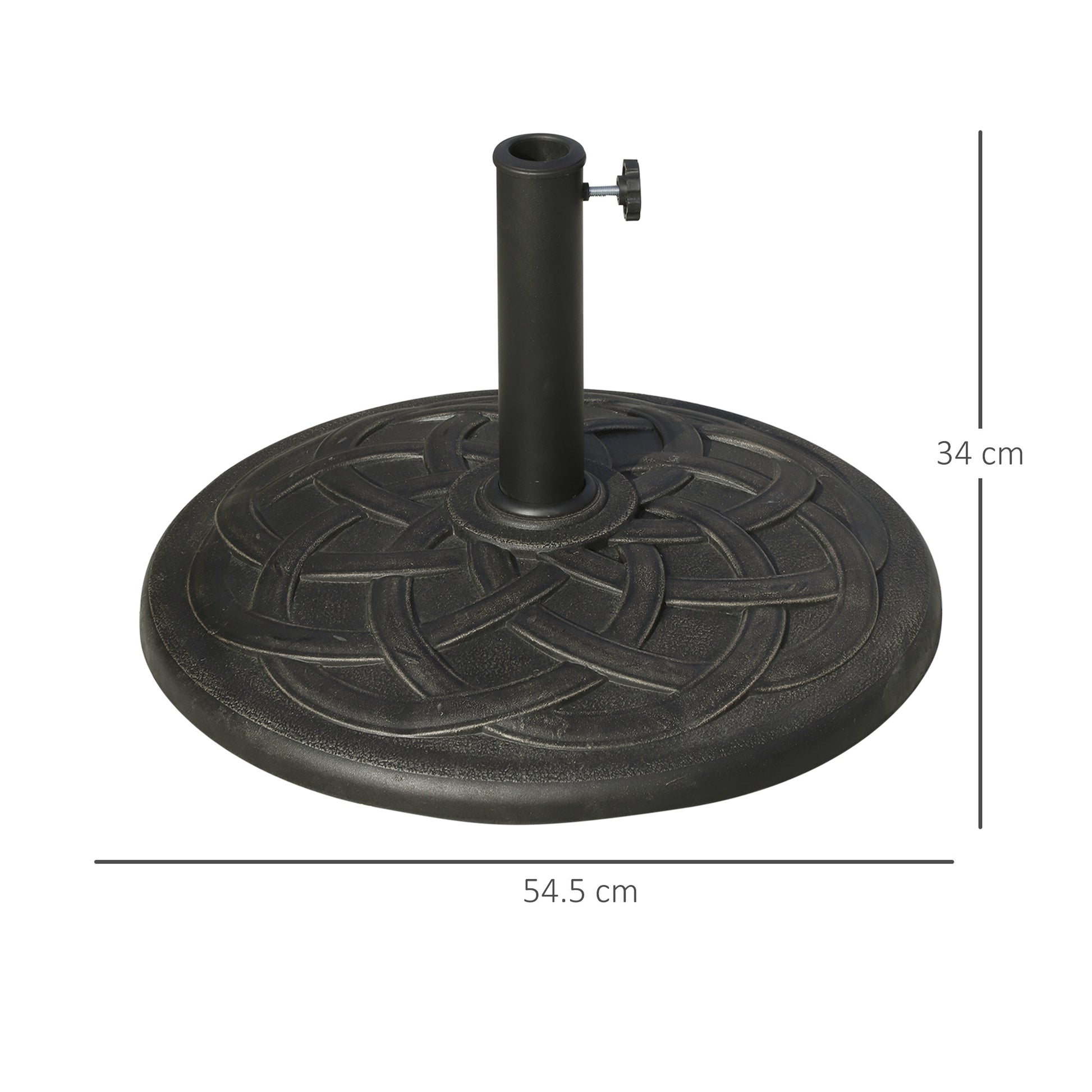 Outsunny 19KG Resin Umbrella Base Garden Parasol Base Stand Round Sun Shade Holder Suitable For Pole Between Φ38mm to Φ48mm-Outdoor Umbrella Bases-ChewyGames-ChewyGames
