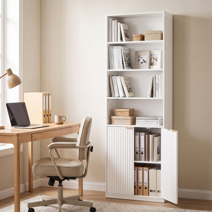 HOMCOM Bookcase Adjustable Shelf Bookshelf Anti-Tip Hardware 6-Tier, White