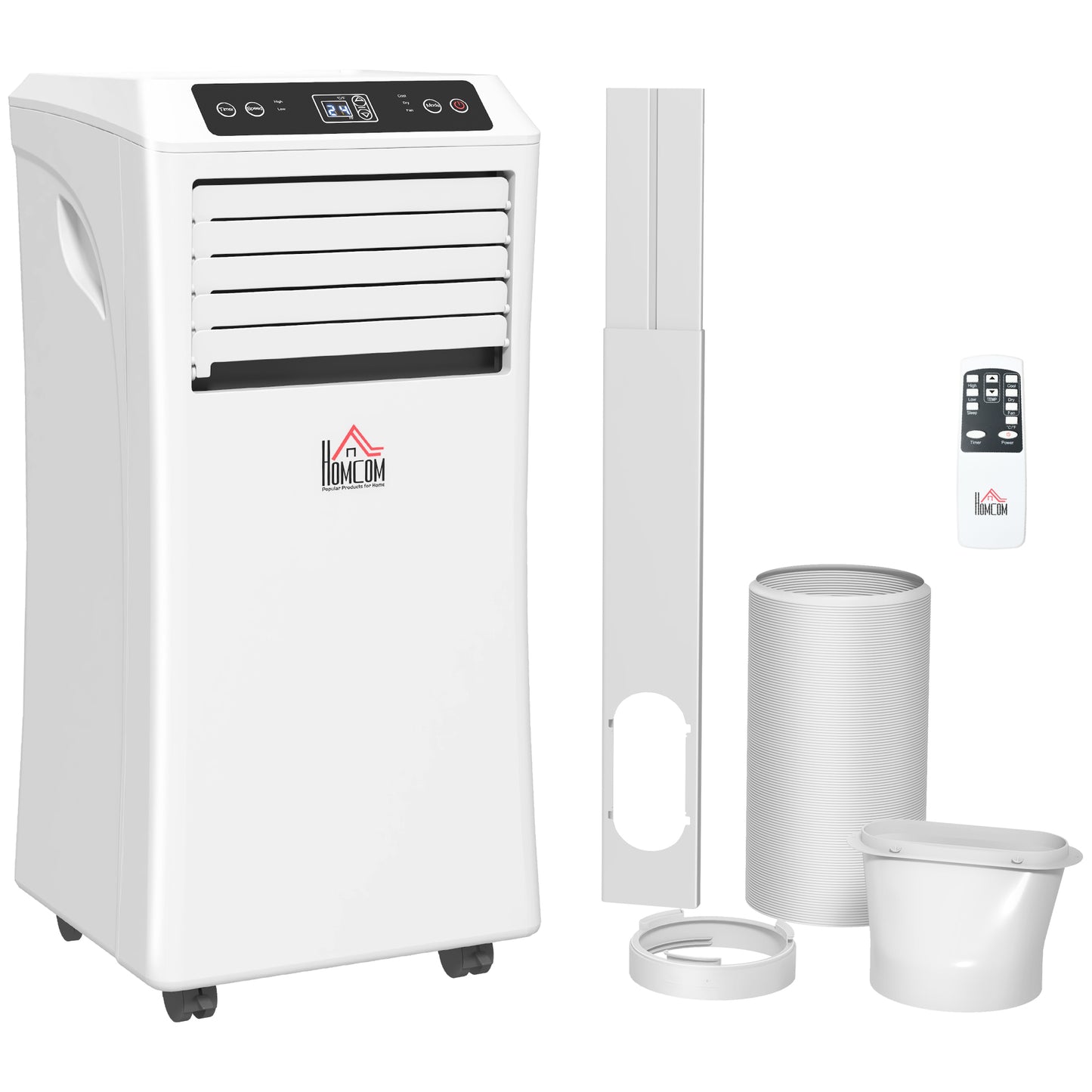 HOMCOM 9000 BTU Air Conditioning Unit, 3-in-1 Portable Air Conditioner, Dehumidifier, Cooling Fan with Remote Control, Digital Display, 2 Speeds, 24H Timer, Window Venting Kit, 28m²--ChewyGames-ChewyGames