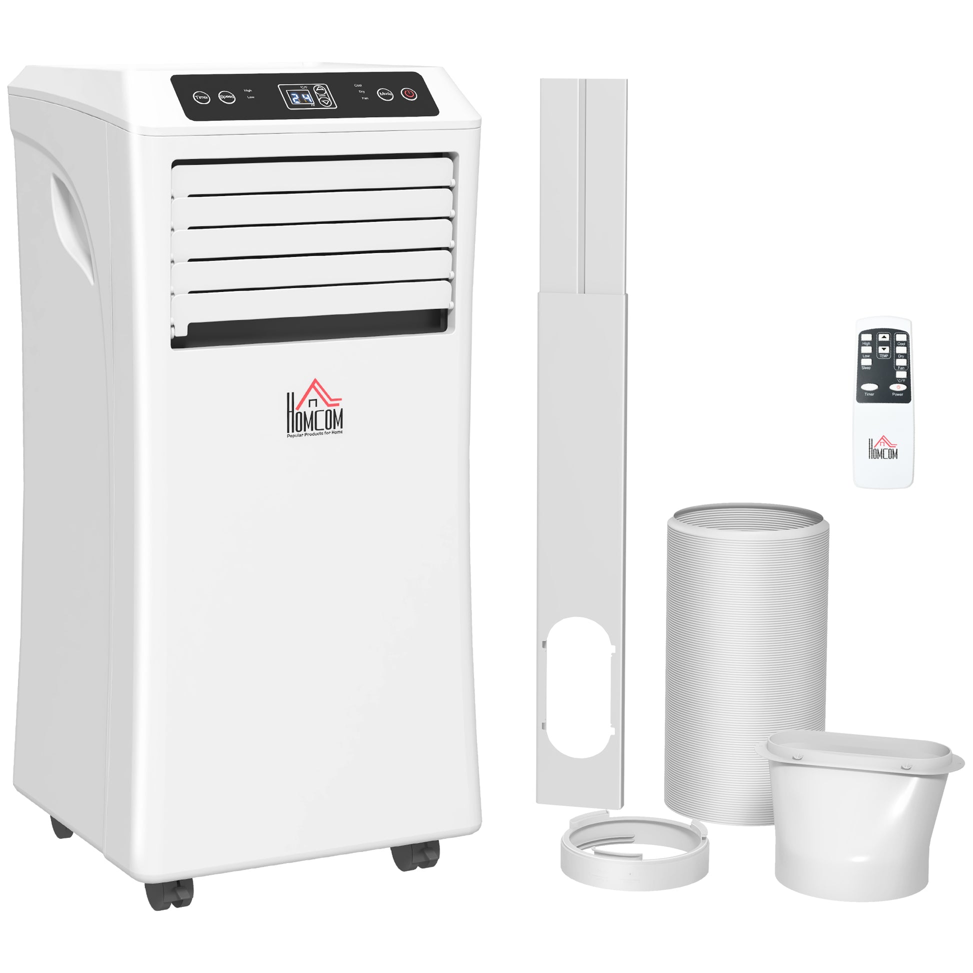 HOMCOM 9000 BTU Air Conditioning Unit, 3-in-1 Portable Air Conditioner, Dehumidifier, Cooling Fan with Remote Control, Digital Display, 2 Speeds, 24H Timer, Window Venting Kit, 28m²--ChewyGames-ChewyGames