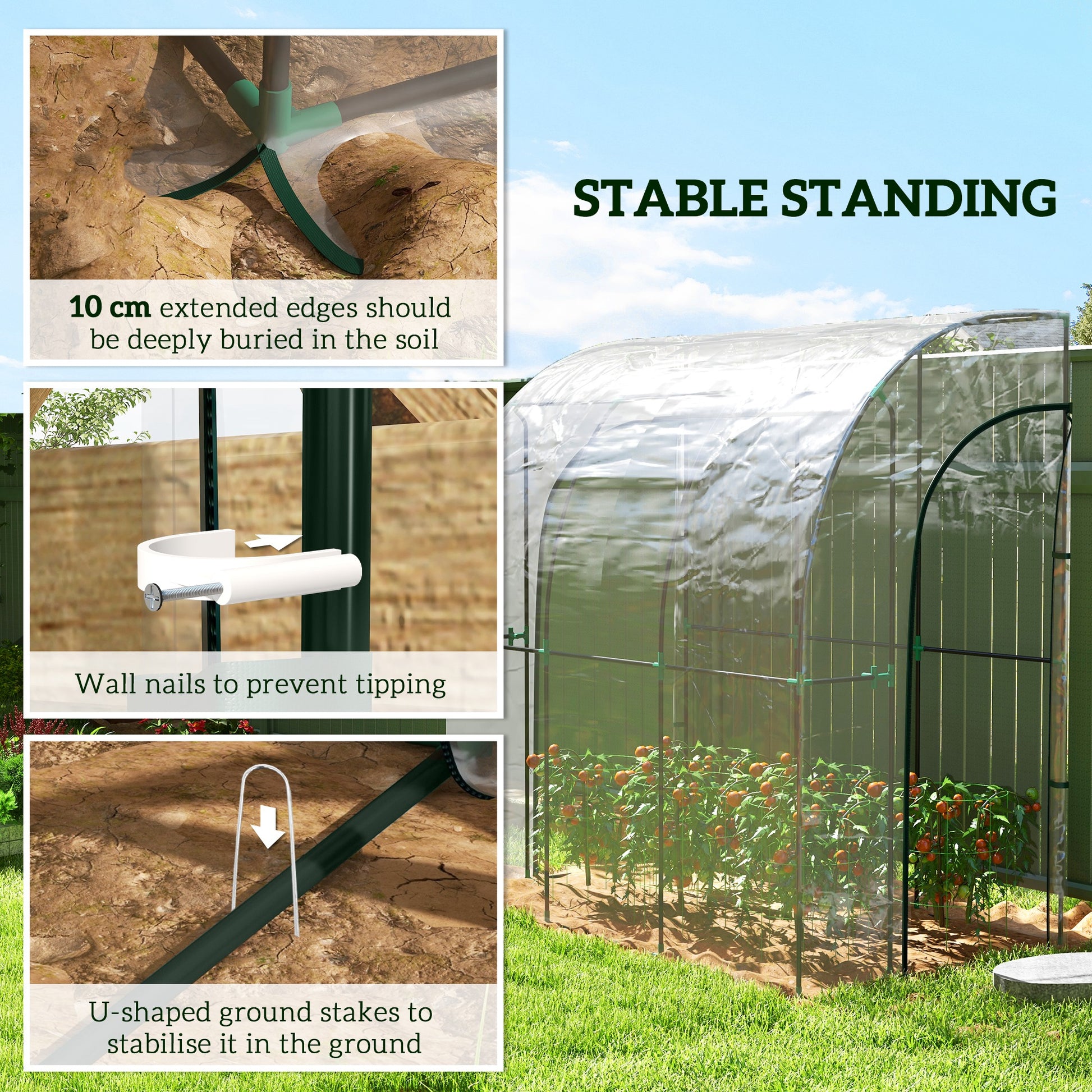 Outsunny 214cm x 118cm Walk-In Lean To Greenhouse, with Accessories-Lean-To Greenhouses-ChewyGames-ChewyGames