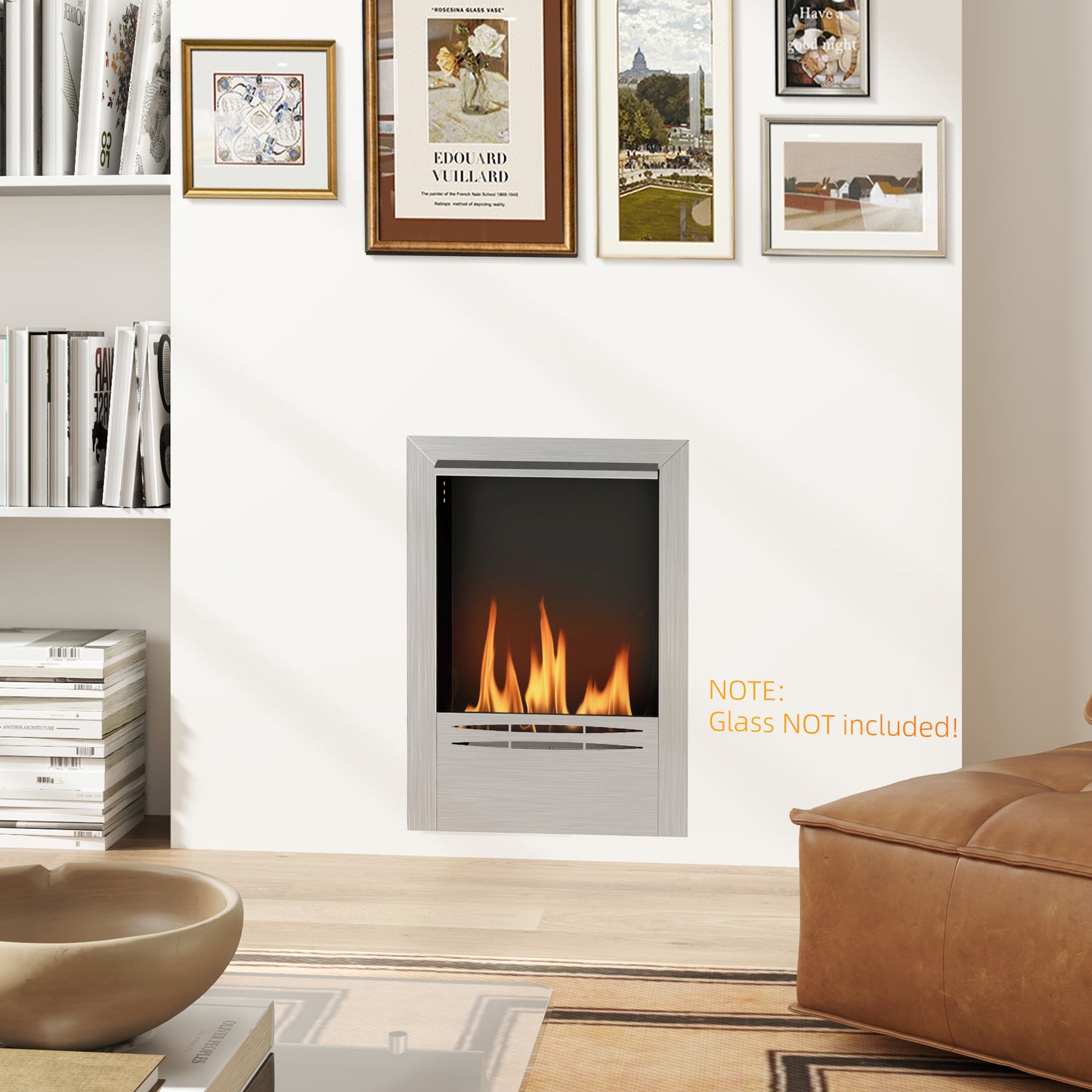 HOMCOM Stainless Steel Bioethanol Fire - Silver Tone