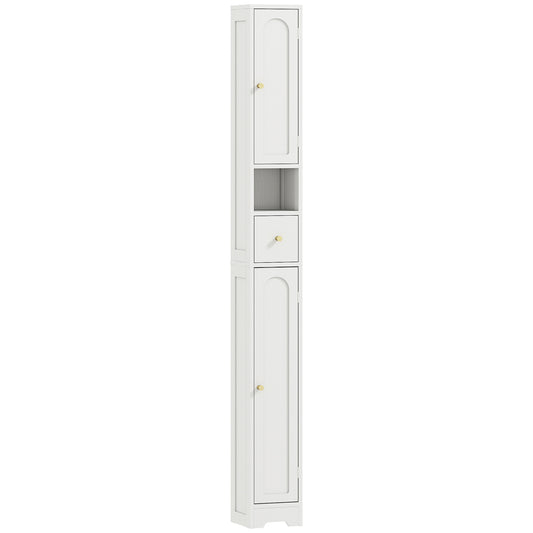 HOMCOM 185 cm Tall Bathroom Cabinet with Arched Doors - White