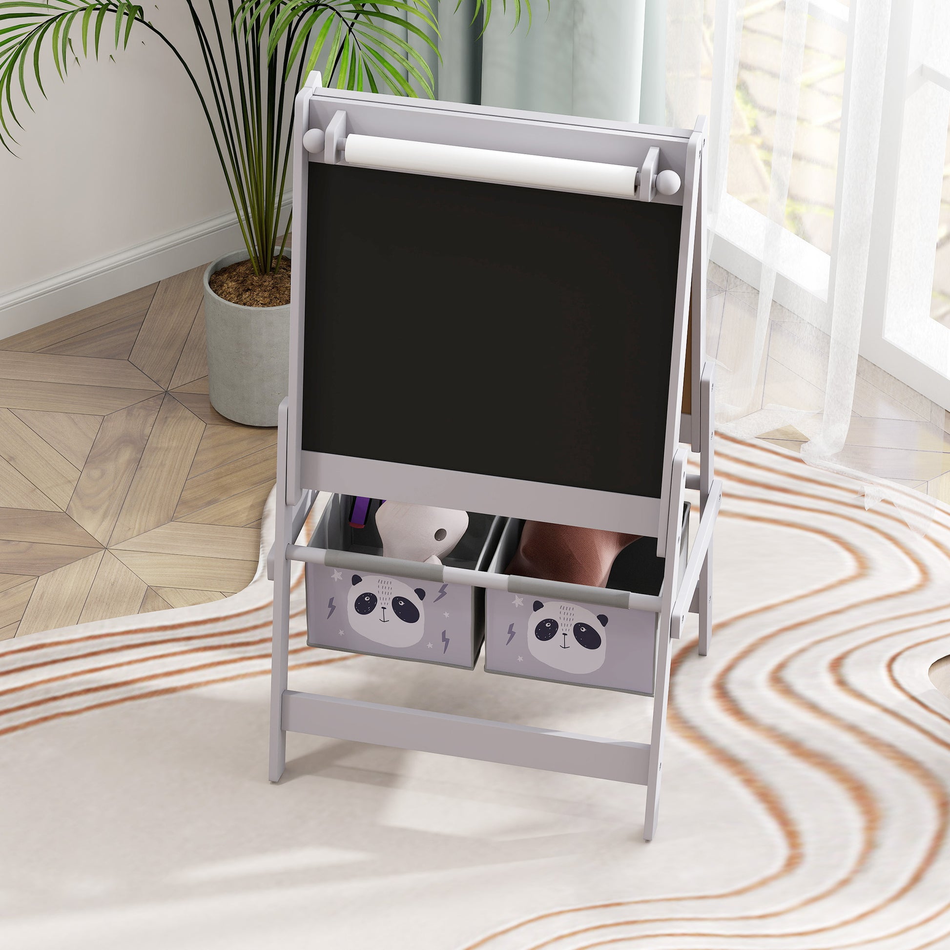 AIYAPLAY 3-In-1 Kids Easel with Paper Roll, Art Easel, with Storage - Grey--ChewyGames-ChewyGames