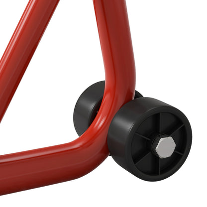 HOMCOM Front Motorcycle Paddock Stand Motorbike Stand with Anti-Slip Mat, Adjustable Pin and Swingarm Spool Adaptors, 200 kg Capacity, for 18", 17" and 10" Tyre, Red