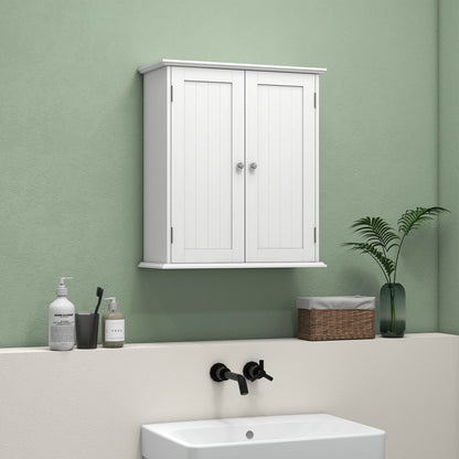 HOMCOM Bathroom Wall Cabinet, 3-Tier Wall-Mounted Bathroom Storage Cabinet with Adjustable Shelf, White