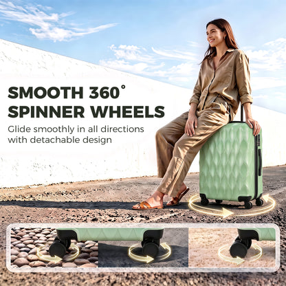 HOMCOM 65cm 64L Suitcase, Lightweight ABS Hard Shell Carry On Luggage with TSA Lock, Spinner Wheels, Telescopic Handle, Green