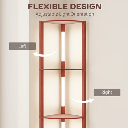 HOMCOM Corner Floor Lamp for Living Room Bedroom with Dimmable Warm White LED Light, Modern Tall Standing Lamp, Brown