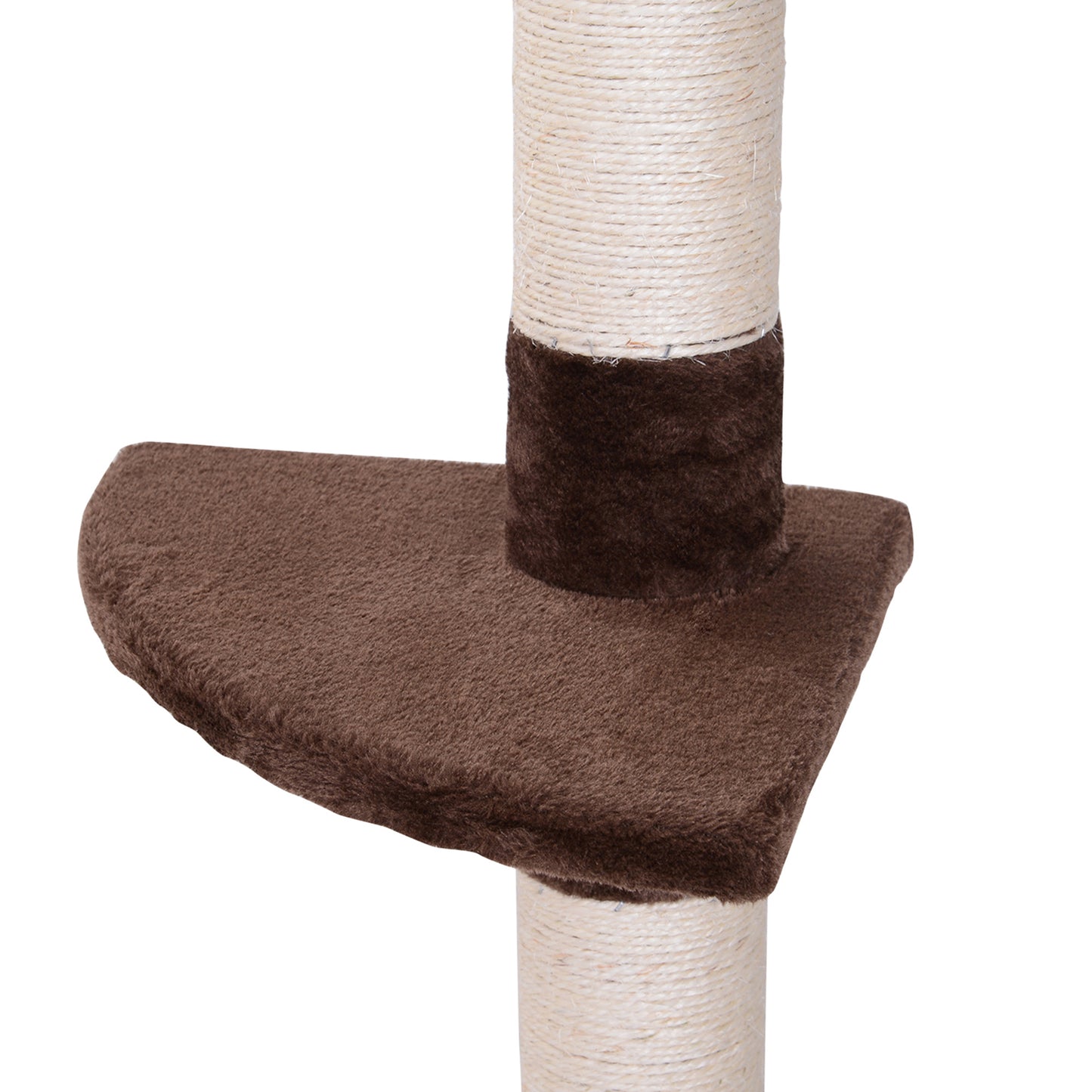 PawHut Floor to Ceiling Cat Tree 230-260cm Height Adjustable, 5-Tier Cat Tower with Scratching Posts, Hammock, Perches, Climbing Activity Centre for Indoor Kittens Playing and Relaxing, Brown
