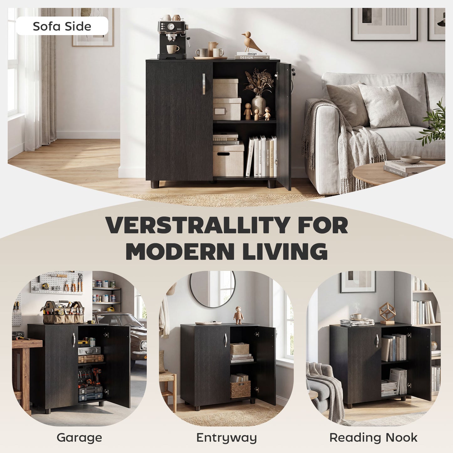 Vinsetto Two-Tier Locking Office Storage Cabinet - Black