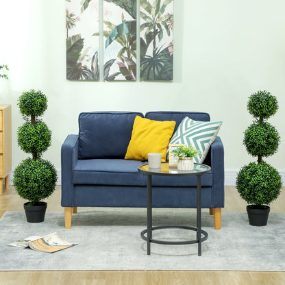 HOMCOM Set of 2 Decorative Artificial Trees, Topiary Ball-shaped Boxwood Trees in Pot, Fake Plants for Home Indoor outdoor Decor, 100cm, 3 Tree Balls