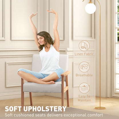 HOMCOM Modern Armchair, Linen Upholstered Accent Chair with Solid Wood Legs and Wide Seat, Padding Lounge Chair for Living Room Bedroom Office, Cream White