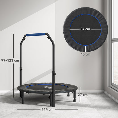 HOMCOM 45" Foldable Mini Fitness Trampoline, with Adjustable Foam Handle, Blue