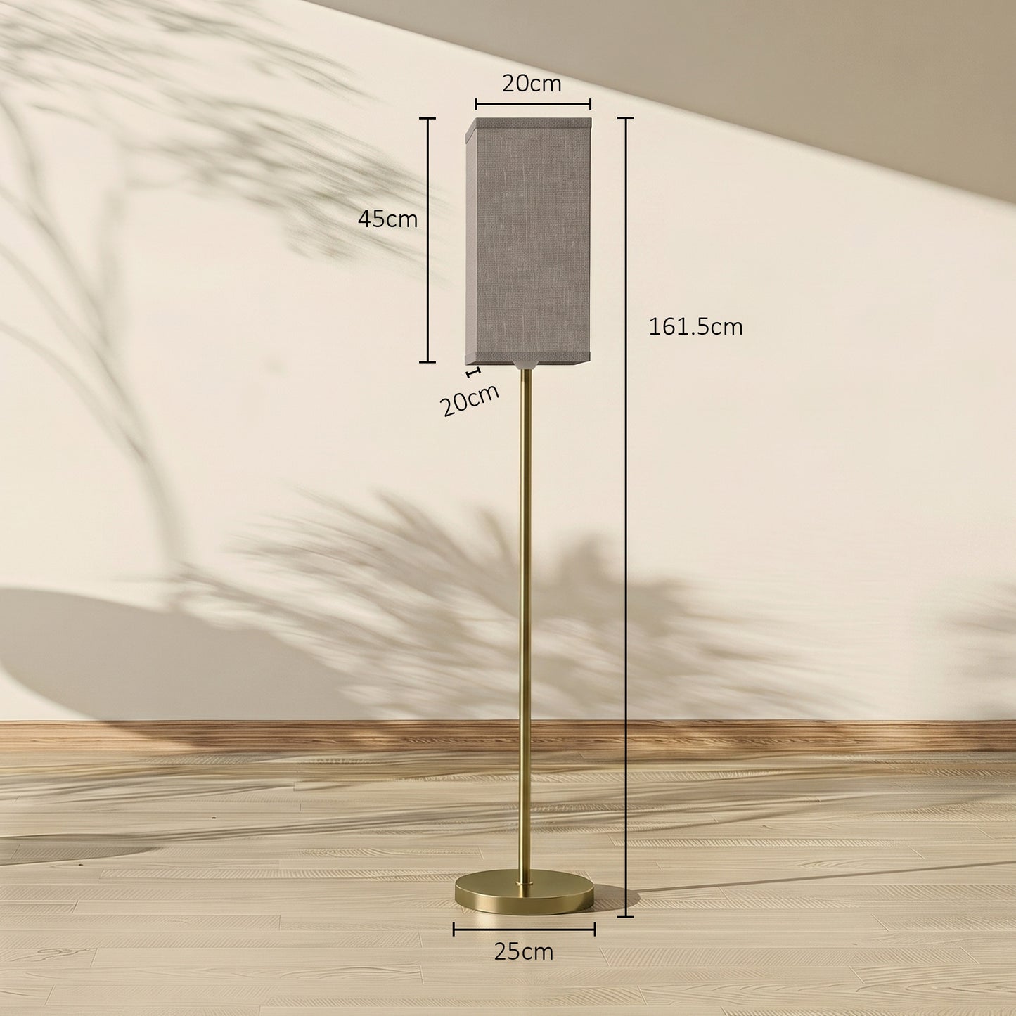 HOMCOM Floor Lamp, Modern Standing Lamp with Linen Shade and Foot Switch, Tall Lamps for Bedroom, Bulb not Included, Gold Tone