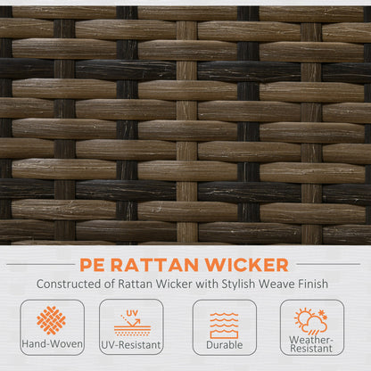 Outsunny 4 Piece Rattan Garden Furniture Set, Outdoor Corner Sofa Set with Storage Table, Loveseats, Cushions - Orange