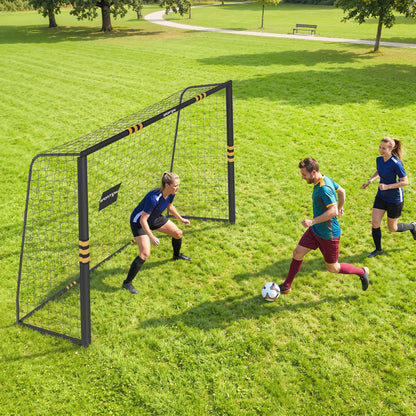 SPORTNOW Football Goal, 10 x 6.5ft Football Net with Ground Stakes, EPE Foam Padding and Metal Frame, Easy Assembly, Yellow