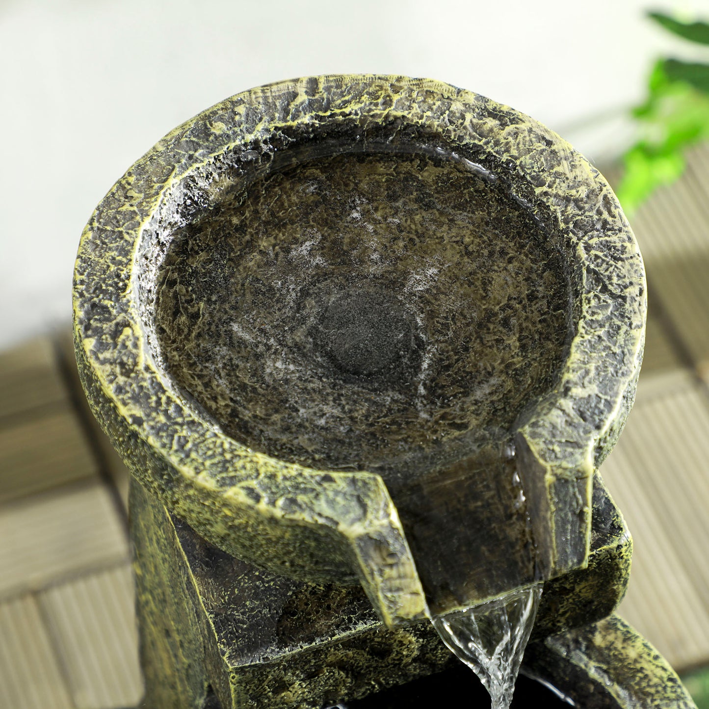 Outsunny Garden Water Feature Waterfall Fountain with 4-Tier Stone Look Bowls, Adjustable Flow