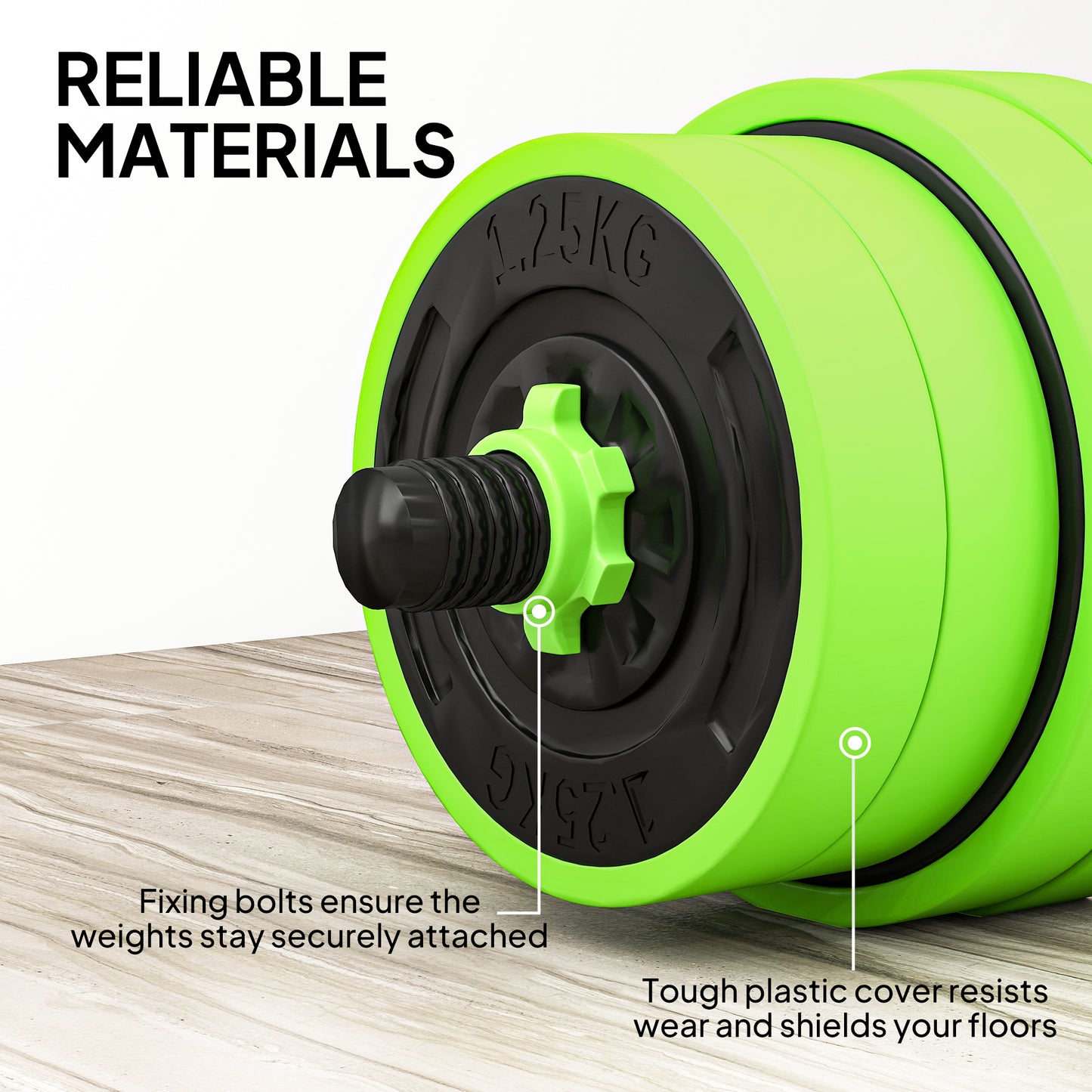 SPORTNOW 30kg 6-In-One Adjustable Weight Dumbbells Set, Barbell, Kettlebell, Push Up Stand - Green