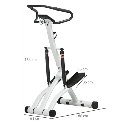 SPORTNOW Stepper Machine for Home, Foldable Stair Stepper with 12-Level Hydraulic Resistance, Stair Climber with LCD Monitor, Heart Rate Sensor and Drink Holder, White and Black