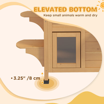 PawHut 2-story Cat House Outdoor, Weatherproof Wooden Cat Enclosure with Openable Roof, Jumping Platforms, Natural Wood Finish