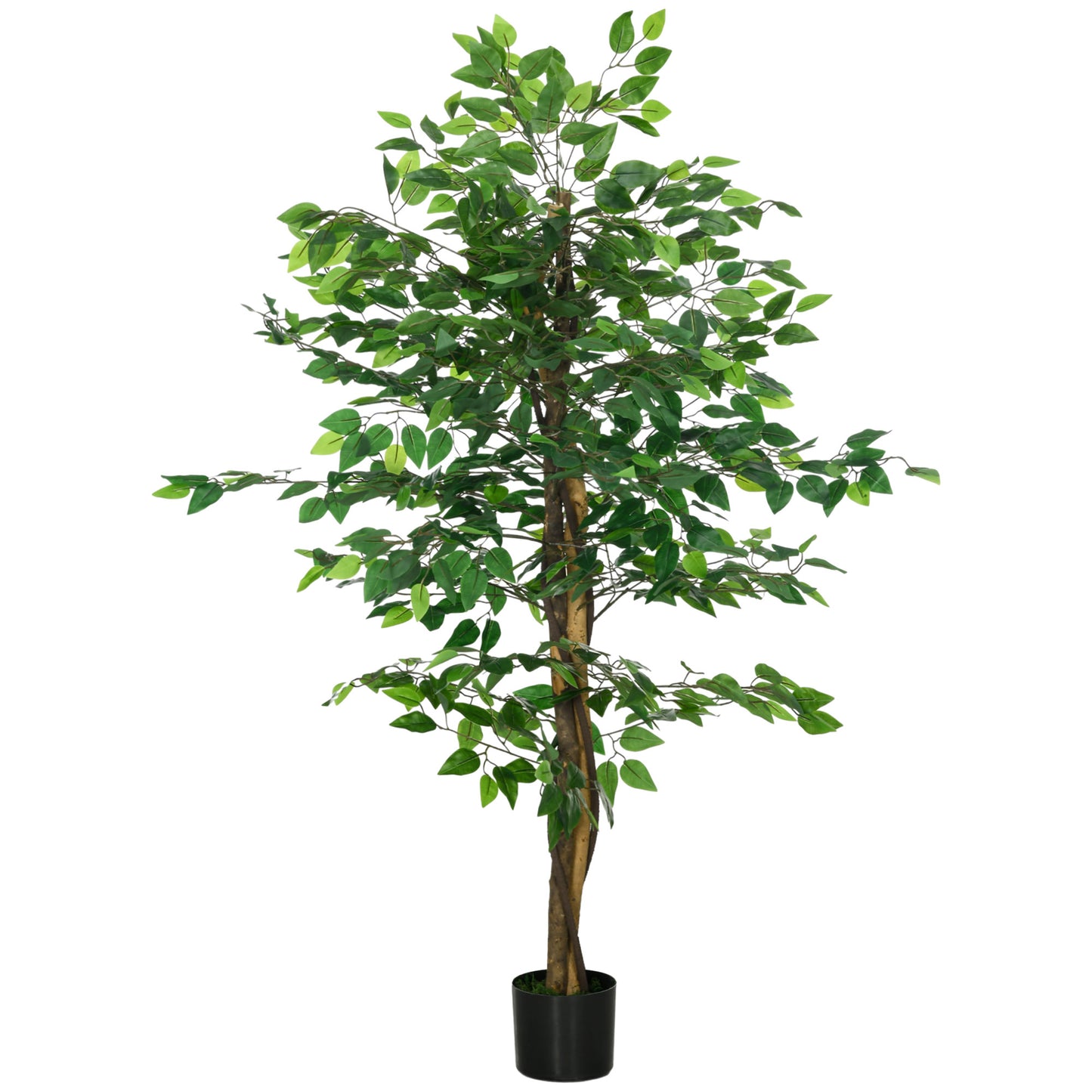 HOMCOM Artificial Ficus Tree, with Weighted Plant Pot - Green-Artificial Trees-ChewyGames-ChewyGames