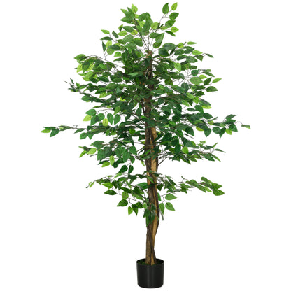 HOMCOM Artificial Ficus Tree, with Weighted Plant Pot - Green-Artificial Trees-ChewyGames-ChewyGames