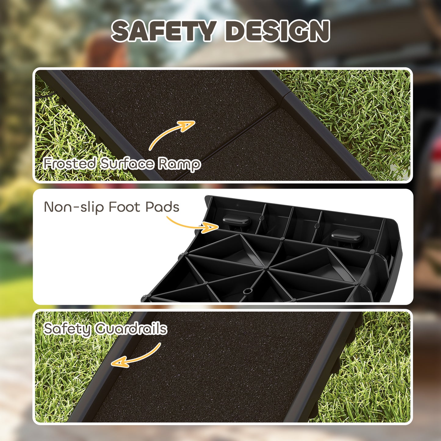 PawHut Foldable Dog Ramp with Frosted Anti-slip Surface, Portable & Lightweight, for Cars, Home, 155 x 38.5 x 15.5 cm